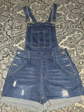 Denim Short Overalls Romper